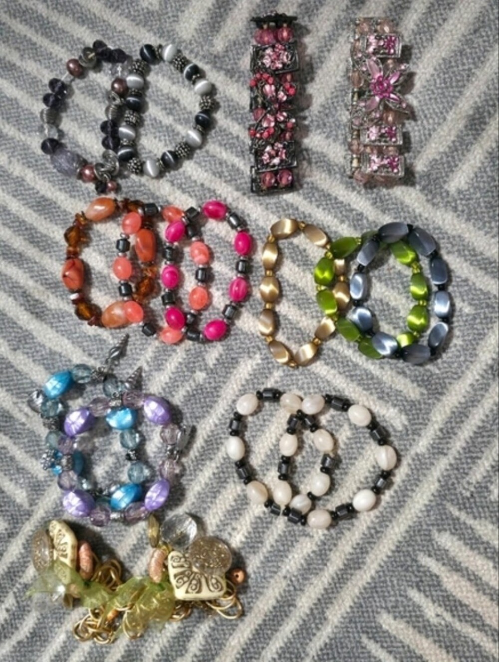 Beaded Bracelet 16pc Set Multi Color
